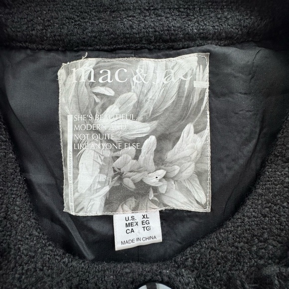 Mac & Jac Tweed Jacket, Black Size Extra Large - Picture 8 of 9